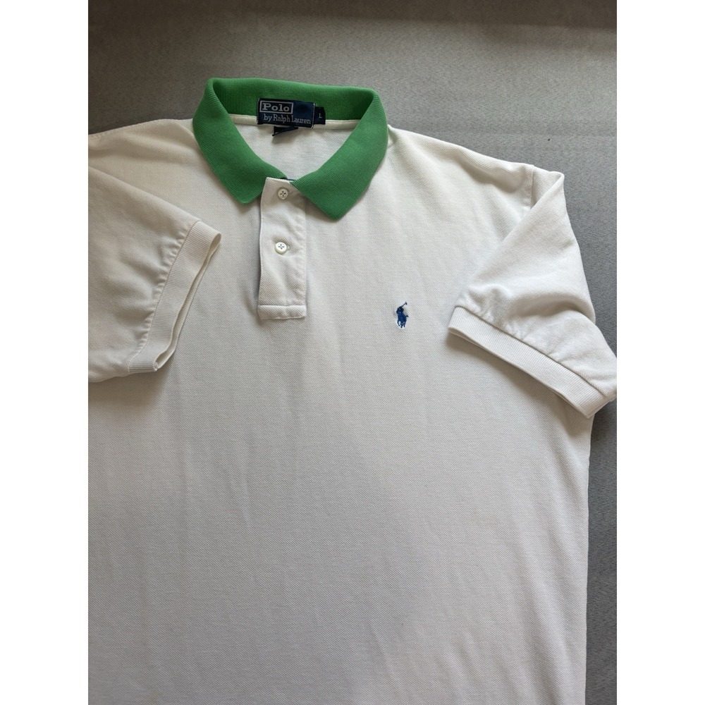 Vintage 90s Polo Ralph Lauren Mens Ringer Polo Large Shortsleeve Preppy Tennis
